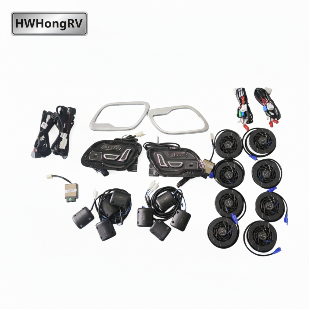 HWHongRV 12V 座椅通风加热按摩系统 |冷却风扇、加热垫和振动按摩，带 USB 控制面板