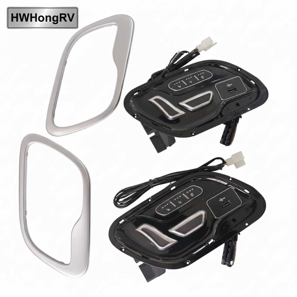 HWHongRV 12V 座椅通风加热按摩系统 |冷却风扇、加热垫和振动按摩，带 USB 控制面板