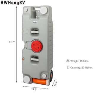 海洋水箱配有轮子的露营的轮子75升灰色，水容器可折叠水罐水罐水袋紧急 