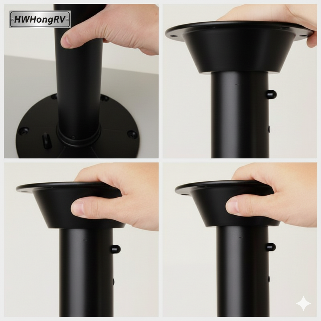 HWHongRV 快速释放桌腿套件 |阳极氧化铝管|易于拆卸的底座和盖子 | RV 房车船用可拆卸底座