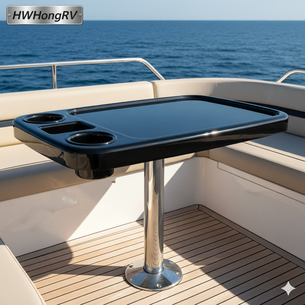 HWHongRV 易释放桌腿 |抛光铝管|快速拆卸底座和盖子 |房车房车船用可拆卸桌子底座