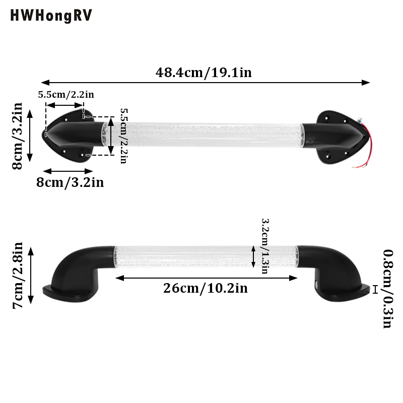 Hwhongrv海军陆战队游艇12V 24V LED RV入口门抓手手柄白色照明辅助酒吧车摩车大篷车