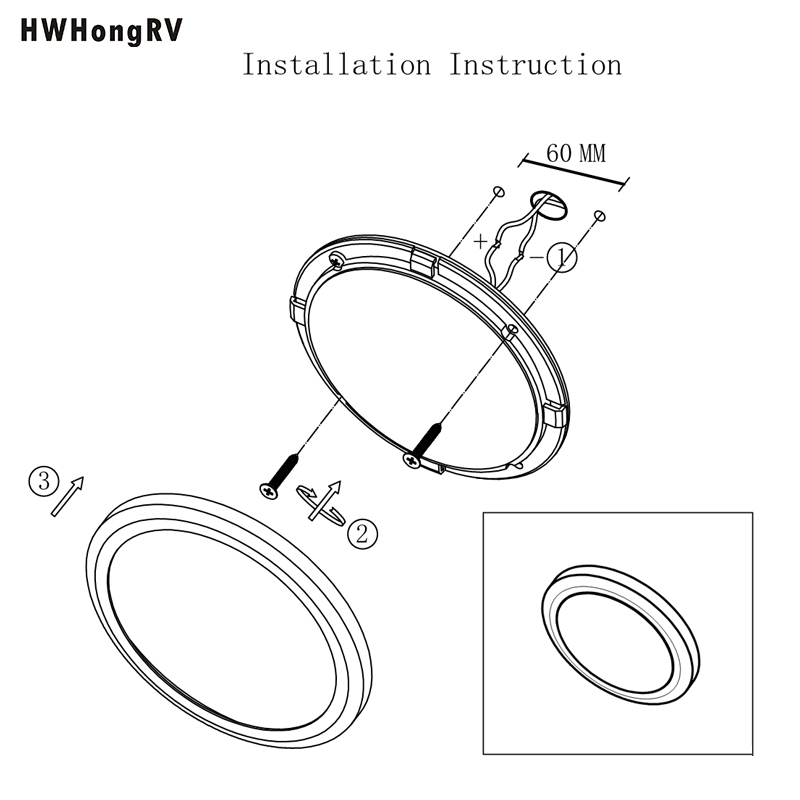 Hwhongrv 2.8英寸露营车和船用的海洋屋顶灯（1.8W 3000K）