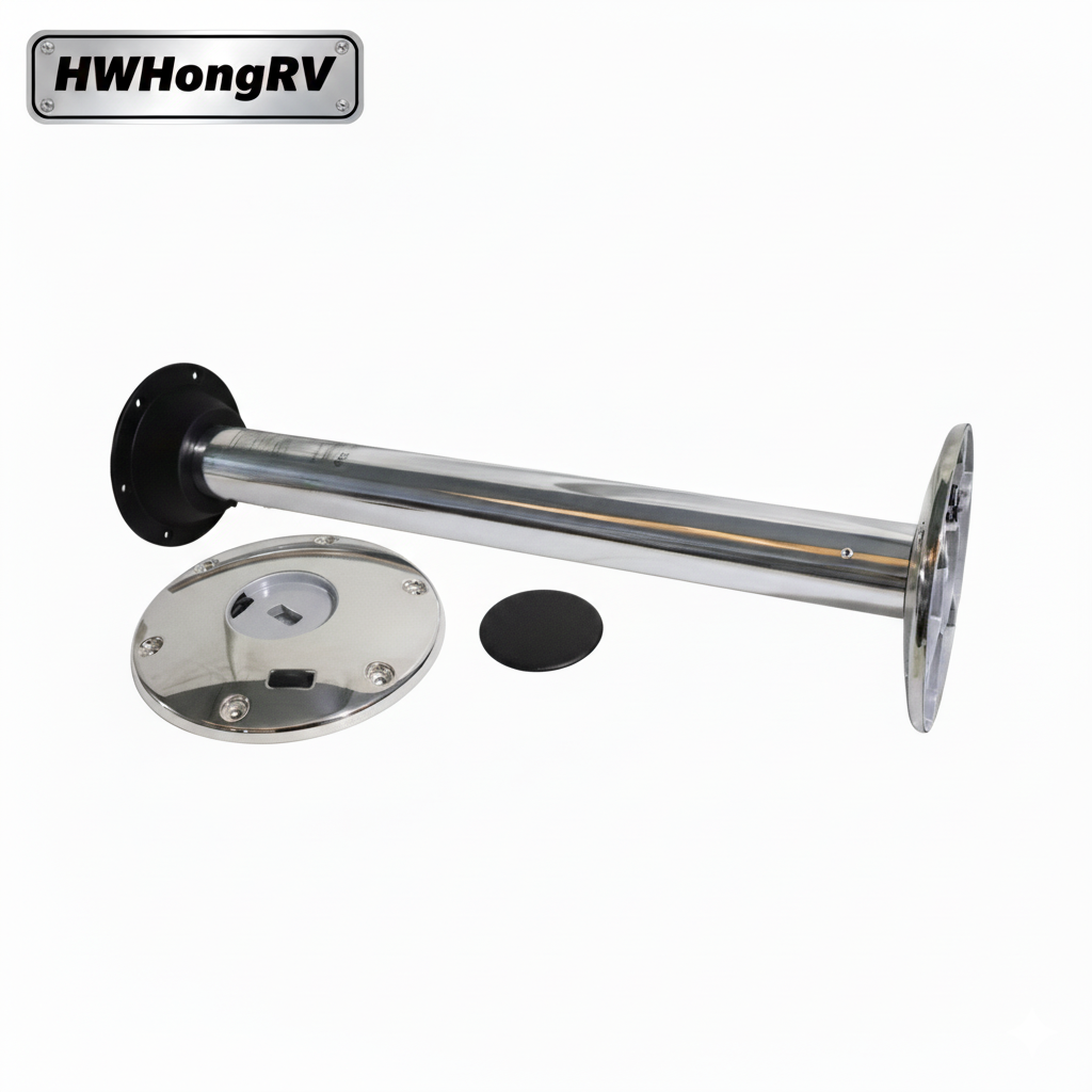 HWHongRV 易释放桌腿 |抛光铝管|快速拆卸底座和盖子 |房车房车船用可拆卸桌子底座