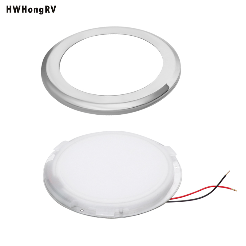 HWHONGRV 12V LED天花板灯具6.5英寸卡车和拖车内部5W LED灯4000K天花板安装架游艇