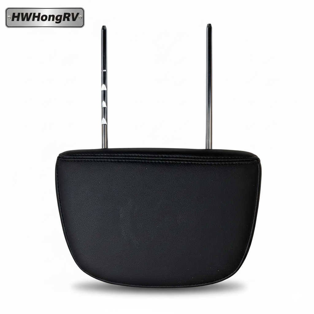 可调节汽车座椅头枕黑色皮革 |通用汽车座椅颈部支撑 | 150mm 中心 10mm 杆 |替换汽车配件