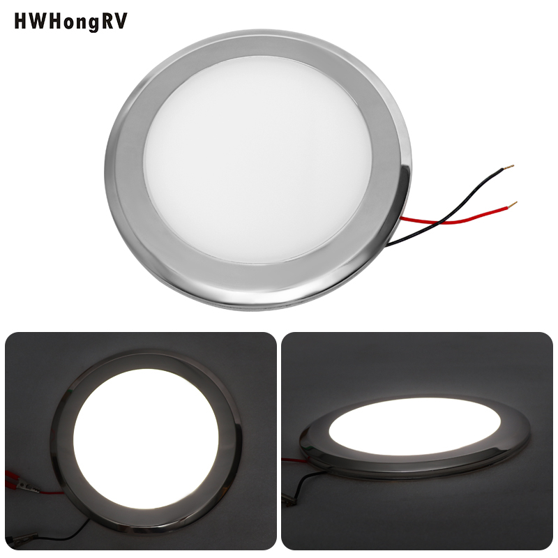 HWHONGRV 12V LED天花板灯具6.5英寸卡车和拖车内部5W LED灯4000K天花板安装架游艇