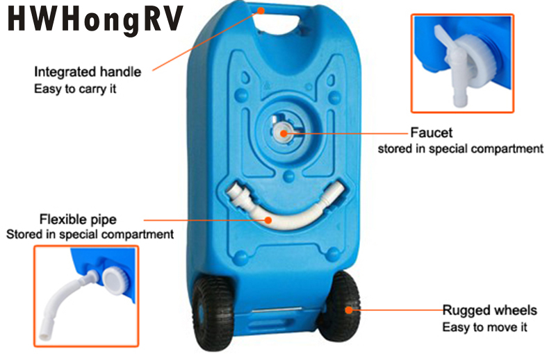 40L车轮水箱便携式室外大篷车露营车容器40L便携式车轮水箱露营车储存