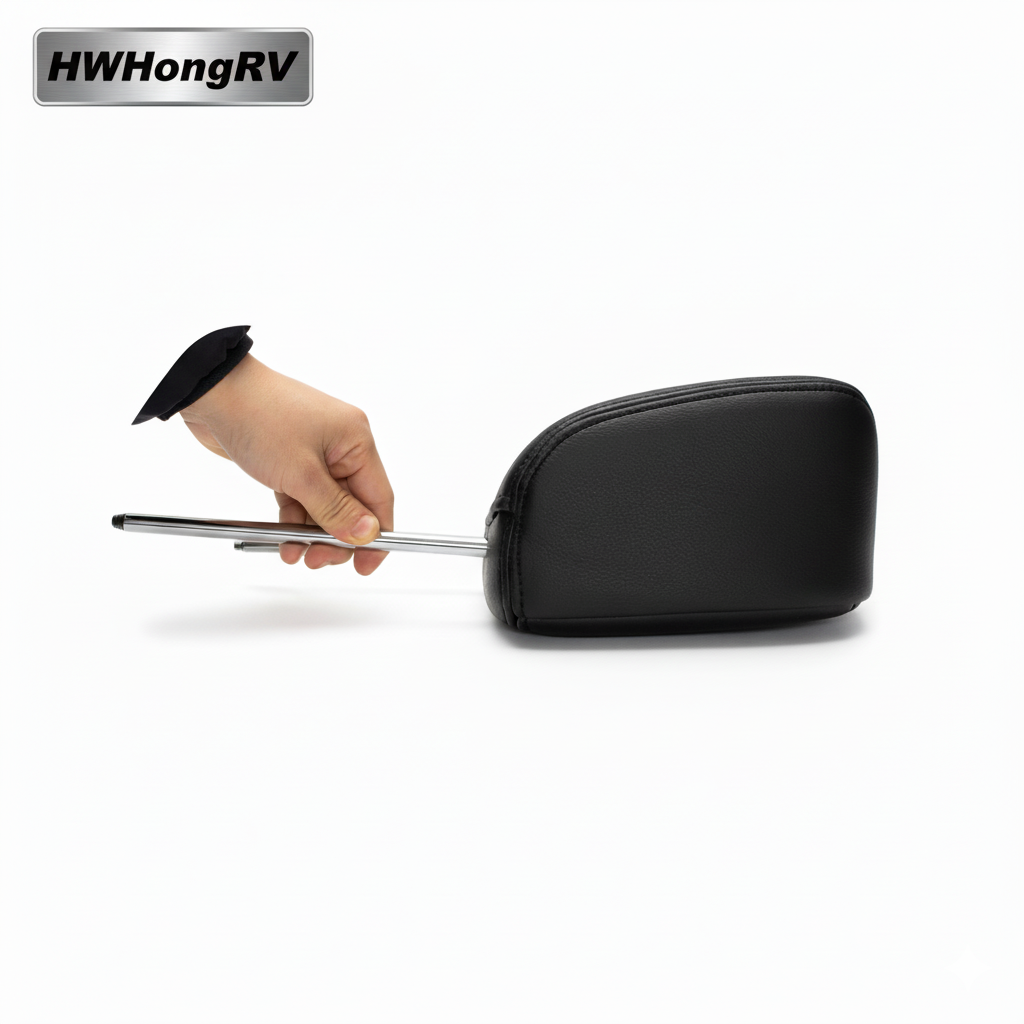 可调节汽车座椅头枕黑色皮革 |通用汽车座椅颈部支撑 | 150mm 中心 10mm 杆 |替换汽车配件