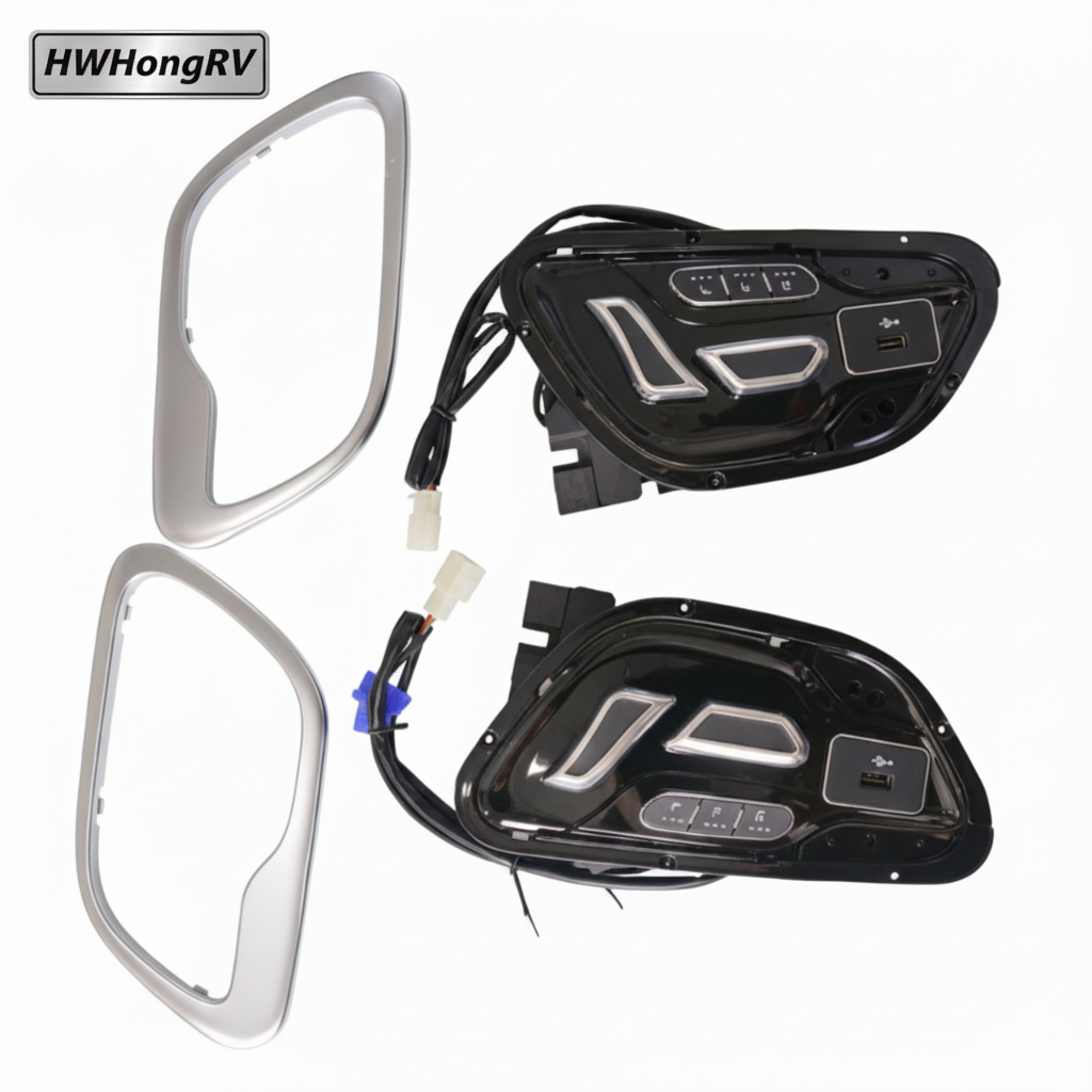 HWHongRV 12V 座椅通风加热按摩系统 |冷却风扇、加热垫和振动按摩，带 USB 控制面板