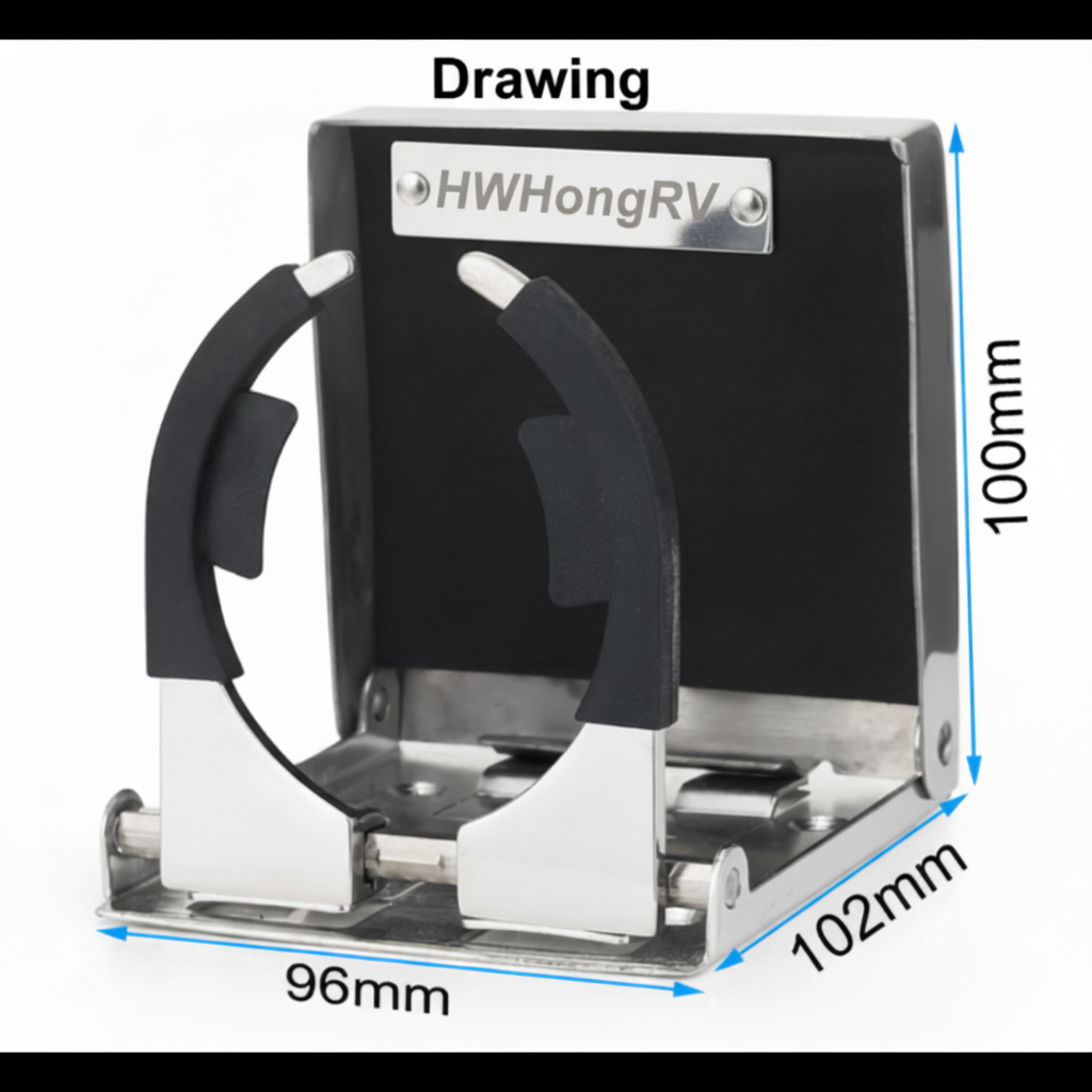 船用级 304 不锈钢可调节折叠杯架 - 适用于船、房车和游艇的壁挂式饮料架
